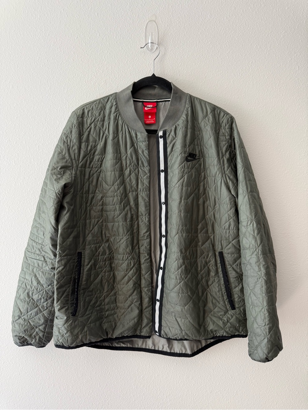 Nike Quilted Bomber Jacket in Olive Green